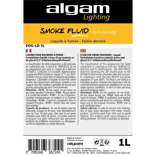 Algam Lighting FOG-LD-1L Liquido Fumo Bassa Densità 1L