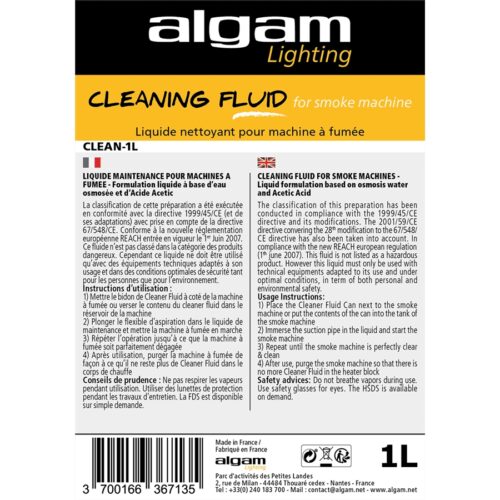 Algam Lighting CLEAN-1L Liquido Pulizia Macchina del Fumo 1L