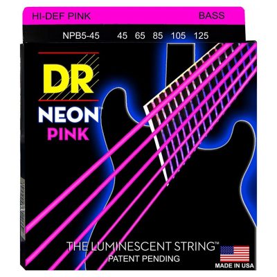 DR NPB5-45 NEON PINK Corde per Basso Rosa Luminescente
