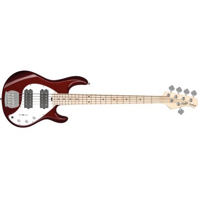 Sterling by Music Man StingRay5 Ray5 HH 5 Corde Candy Apple Red Tastiera Acero
